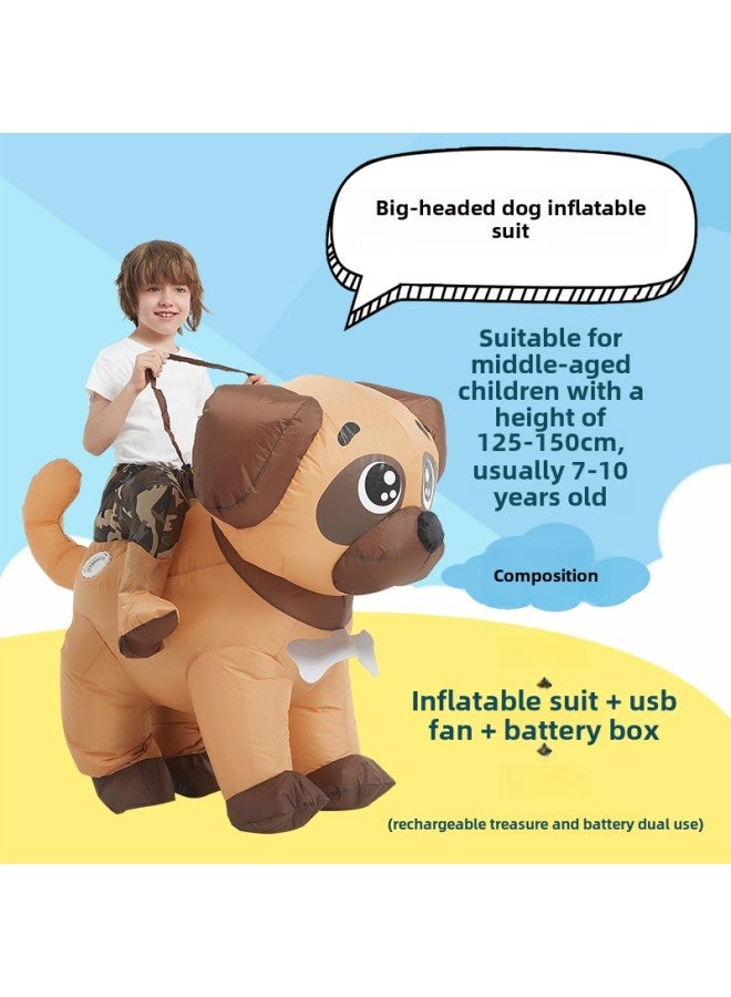 Children's Funny Costume Festival Performance Parent-Child Cartoon Pug Dress Up Doll Props Puppy Inflatable Year Gift-Color:Big-headed Dog—middle Child  - Image 1