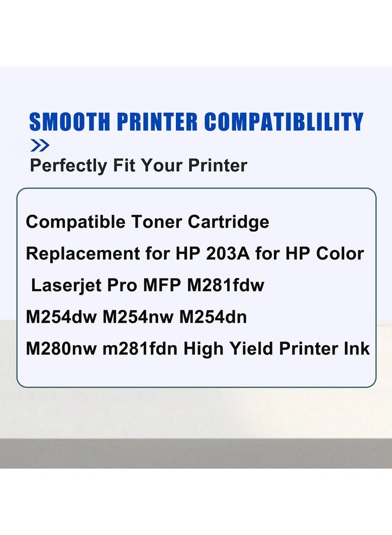 203A MFP M281fdw Toner: for HP  203A Color Laserjet Pro MFP M281fdw M281fdn M254dw M281cdw M280nw M254nw M254dn M281 M254 CF540X 541X CF542X CF543X Black Cyan Yellow Magenta  - Image 2