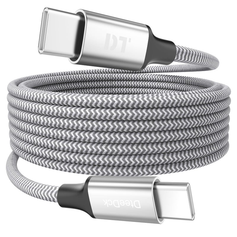 DteeDck 15 Ft USB C Cable Extra Long, 60W Fast Charging USBC to USB-C Cord, 480Mbps Data Transfer Type C Male to Male for Security Camera, Dash Cam, iPhone 17/16/15, Android Phone, iPad, Tablet - Image 1