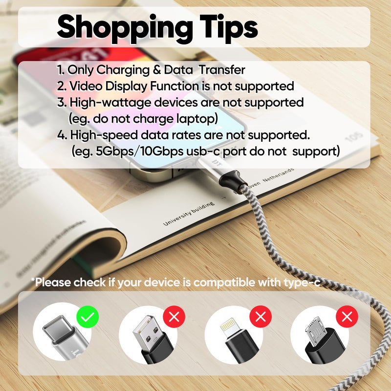 DteeDck 15 Ft USB C Cable Extra Long, 60W Fast Charging USBC to USB-C Cord, 480Mbps Data Transfer Type C Male to Male for Security Camera, Dash Cam, iPhone 17/16/15, Android Phone, iPad, Tablet - Image 5