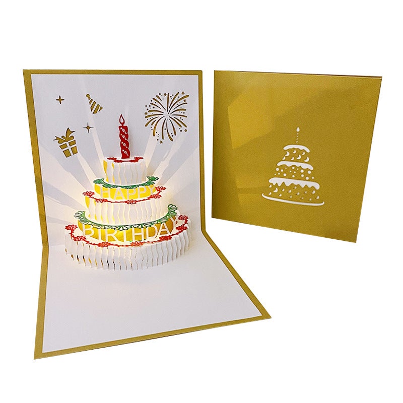 Birthday Cake Stereo Greeting Card Color Music Light Recording 3D Creative Birthday Gift Card - Image 5