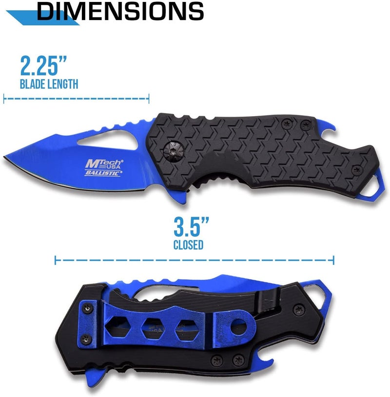 MTECH USA – Pocket Folding Knife – Fine Edge Steel Blade, Aluminum/Nylon Fiber Handle, Bottle Opener and Pocket Clip, Tactical, EDC, Self Defense- MT-A882 - Image 2