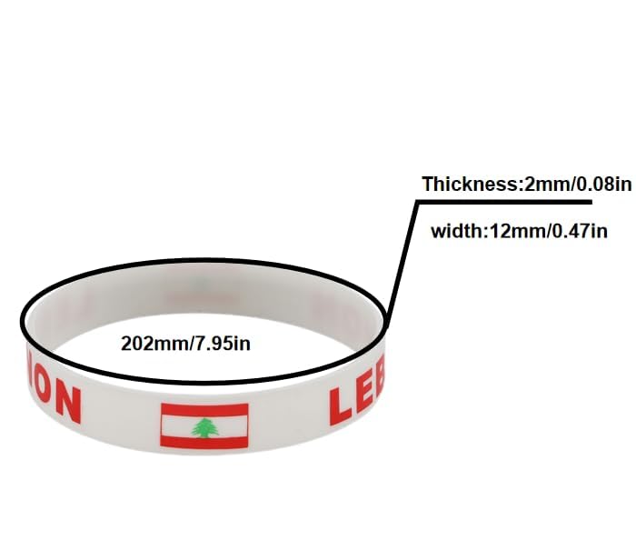 ZENRUIMING 4 Lebanese Flag Silicone Bracelets, Lebanon Tourism Souvenir Bracelet Outdoor Sports Stretch Wristbands, Sports Event Cheering Bracelets - Image 4