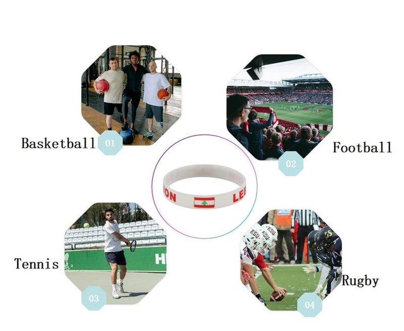 ZENRUIMING 4 Lebanese Flag Silicone Bracelets, Lebanon Tourism Souvenir Bracelet Outdoor Sports Stretch Wristbands, Sports Event Cheering Bracelets - Image 3
