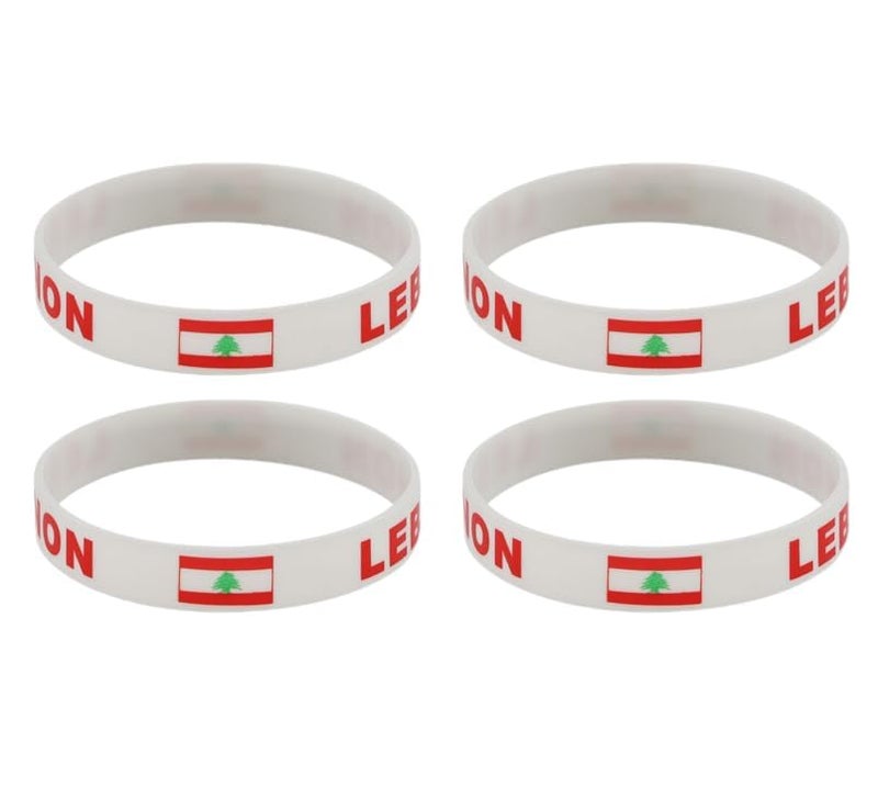 ZENRUIMING 4 Lebanese Flag Silicone Bracelets, Lebanon Tourism Souvenir Bracelet Outdoor Sports Stretch Wristbands, Sports Event Cheering Bracelets - Image 2