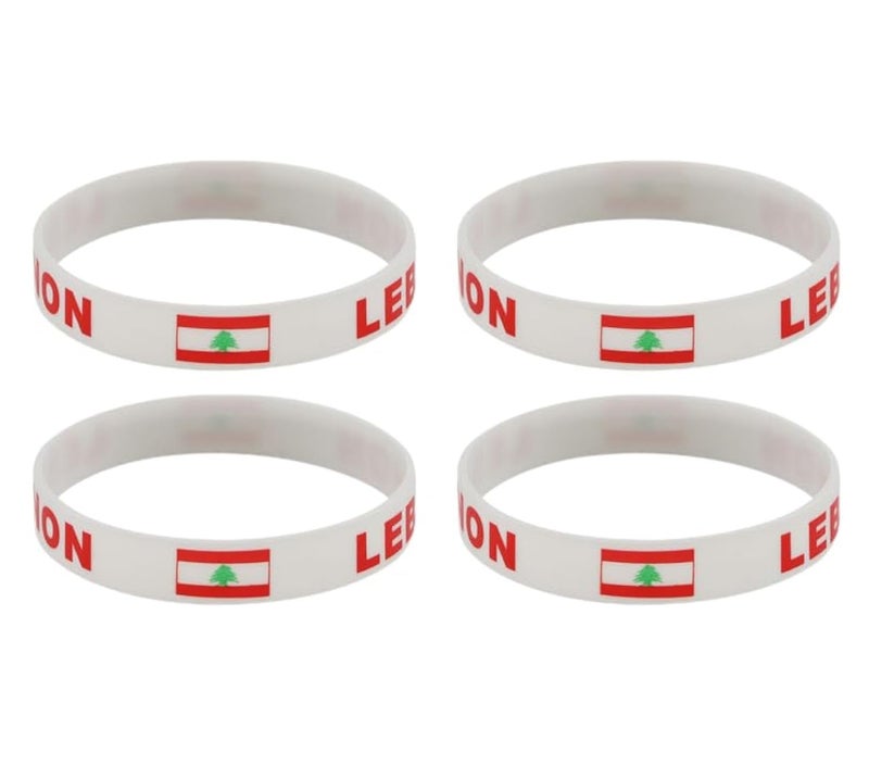 ZENRUIMING 4 Lebanese Flag Silicone Bracelets, Lebanon Tourism Souvenir Bracelet Outdoor Sports Stretch Wristbands, Sports Event Cheering Bracelets - Image 1