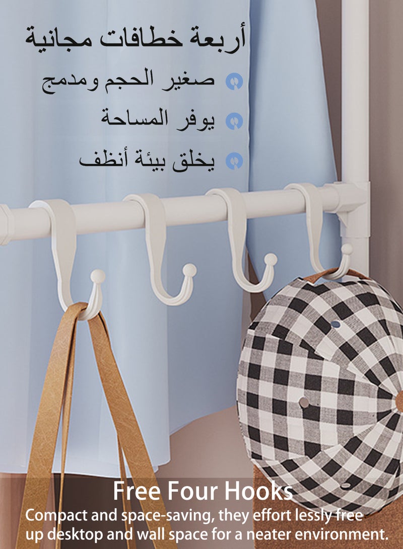 WAMIT Simple Combination Wardrobe, Simple Floor-To-Ceiling Clothing Storage Iron Shelf, Folding Rental House Dustproof Wardrobe, Dormitory Indoor Classification Clothes Storage Rack (White) - Image 3