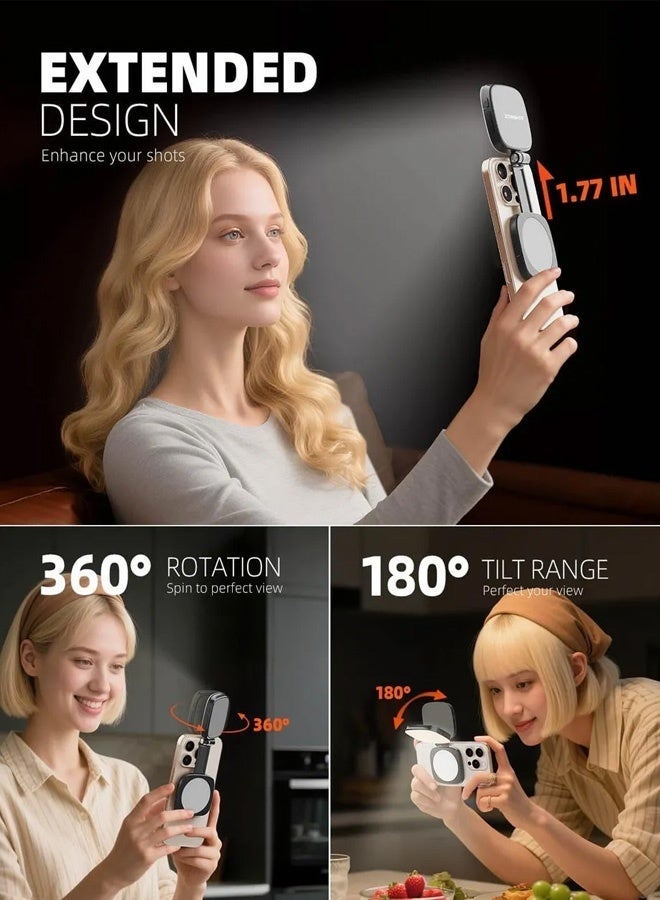 Neyecam MagSafe Magnetic Selfie Light with Makeup Mirror USB C Rechargeable LED Fill Light 700 Lux with 5 Color Modes and Adjustable Brightness Compatible with All Phones for Zoom Makeup TikTok Photography and Video Calls - Image 4