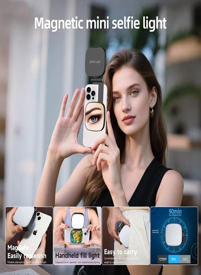 Neyecam MagSafe Magnetic Selfie Light with Makeup Mirror USB C Rechargeable LED Fill Light 700 Lux with 5 Color Modes and Adjustable Brightness Compatible with All Phones for Zoom Makeup TikTok Photography and Video Calls - Image 3