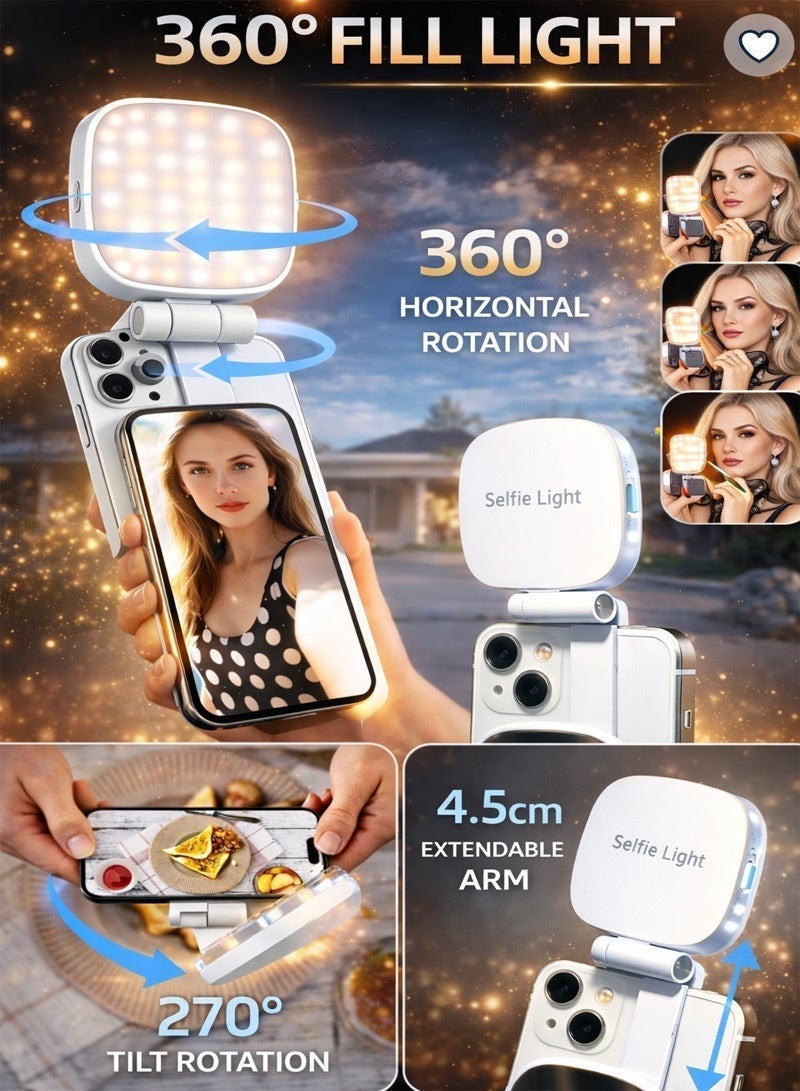 Neyecam MagSafe Magnetic Selfie Light with Makeup Mirror USB C Rechargeable LED Fill Light 700 Lux with 5 Color Modes and Adjustable Brightness Compatible with All Phones for Zoom Makeup TikTok Photography and Video Calls - Image 4