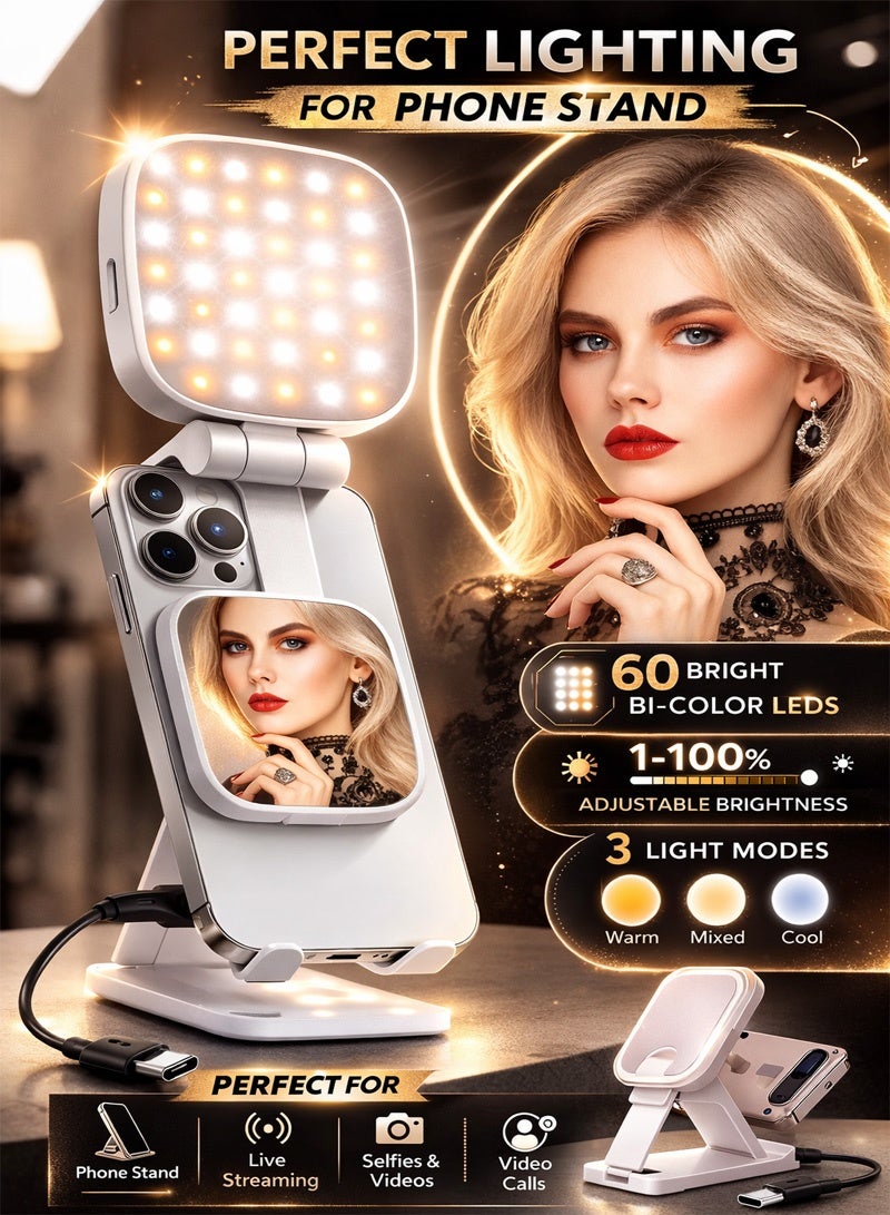 Neyecam MagSafe Magnetic Selfie Light with Makeup Mirror USB C Rechargeable LED Fill Light 700 Lux with 5 Color Modes and Adjustable Brightness Compatible with All Phones for Zoom Makeup TikTok Photography and Video Calls - Image 2