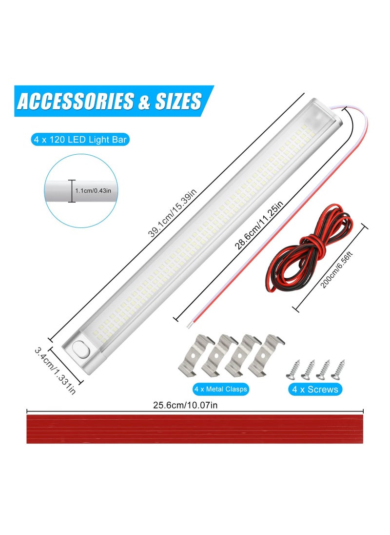 SYOSI SYOSI, 2PCS 12V Led Light Strip with 168 LED, 1700LM 10W 12V-85V Led RV Interior Light Bars with Switch, for Enclosed Trailer Cargo Car RV Van Truck Lorry Camper Caravan Boat  - Image 5