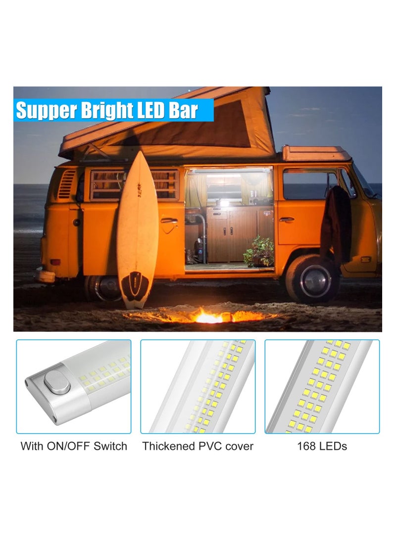SYOSI SYOSI, 2PCS 12V Led Light Strip with 168 LED, 1700LM 10W 12V-85V Led RV Interior Light Bars with Switch, for Enclosed Trailer Cargo Car RV Van Truck Lorry Camper Caravan Boat  - Image 3