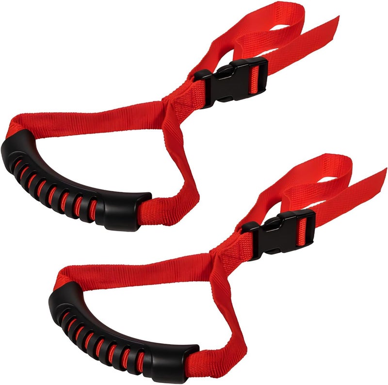 Dickno 2PCS Adjustable Car Grab Handle - Red - Image 1