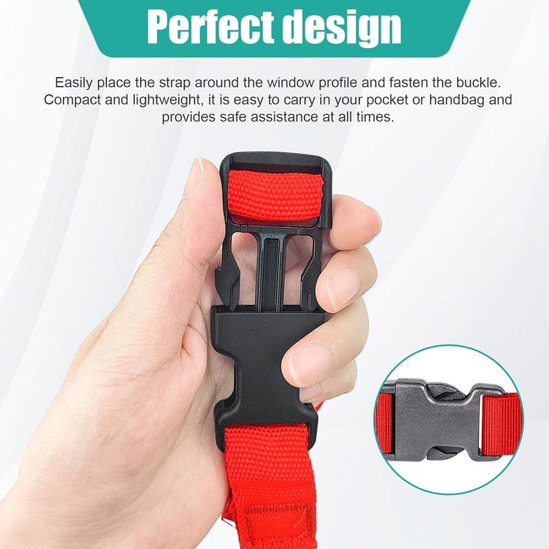 Dickno 2PCS Adjustable Car Grab Handle - Red - Image 4