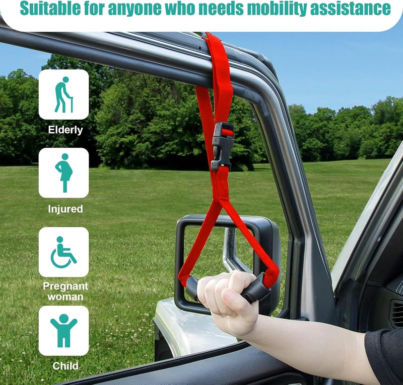 Dickno 2PCS Adjustable Car Grab Handle - Red - Image 5