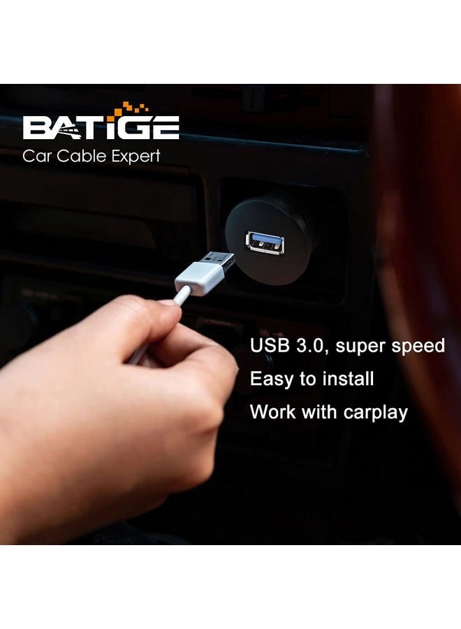 BATIGE Single Port USB 3.0 Male to USB 3.0 Female Car Mount Flush Cable Waterproof for Car Truck Boat Motorcycle Dashboard Panel - 6ft - Image 5