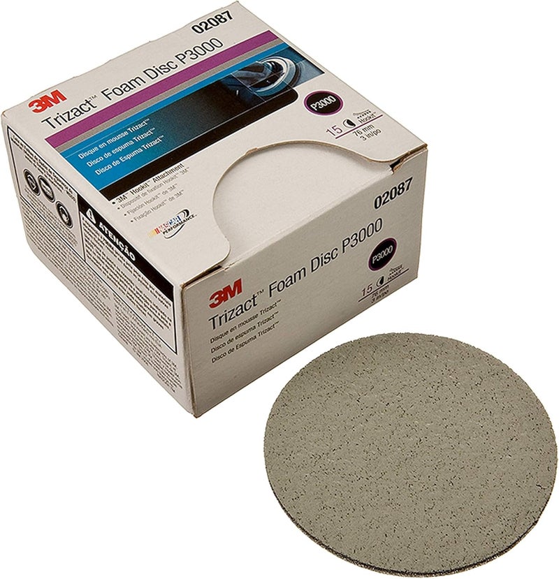 3M Hookit Trizact Foam Disc P3000 - 3 Inch, 15 Discs per Carton - Image 1