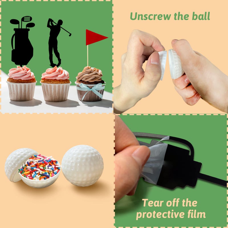 KDPATFAV 2026 New Golf Cake Decorations Golf Cart Cake Toppers Heading for The Green Cake Topper for Golfers with Cart Flag Golf Ball for Golf Theme Party Supplies (White) - Image 5