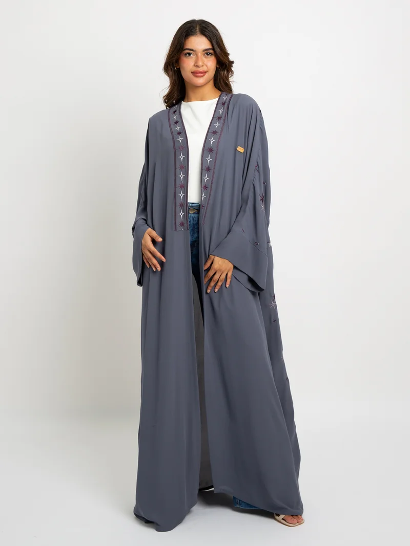 Kaafmeem Grayish Purple Shining Stars Wide fit Abaya