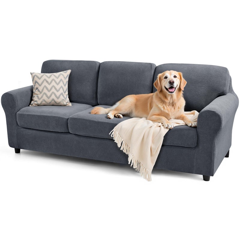 SUBRTEX 7 Pieces Stretch Sofa Slipcover Sets Couch Cover Sets Backrest Cushion Covers Furniture Protector Collection Set for Oversize Sofa Loveseat Chair Slip Covers(Large, Gray) - Image 1