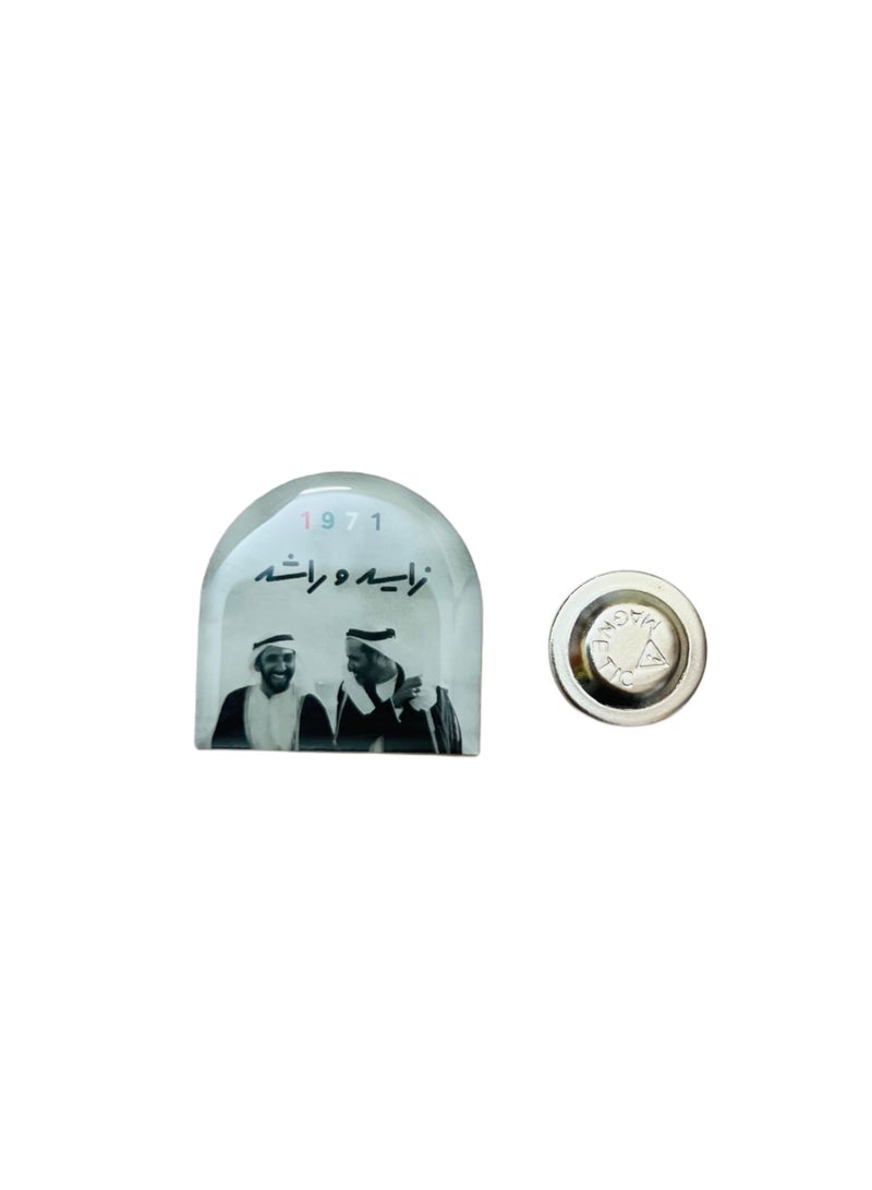 1971 Founders Commemorative National Day Badge - Zayed & Rashid - Image 2