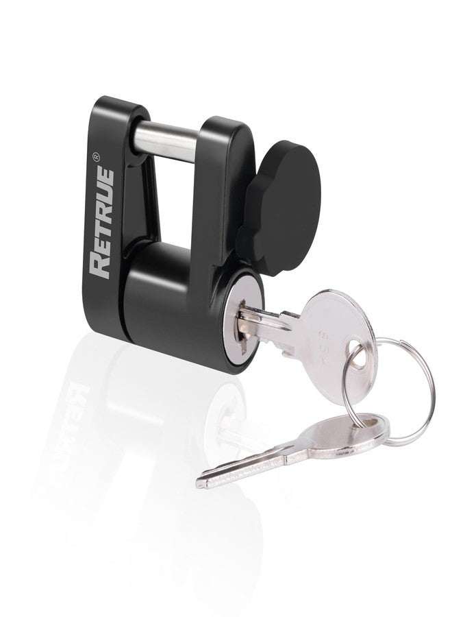 RETRUE Trailer Tongue Coupler Lock with Cap, Trailer Hitch Lock,Dia 1/4 Inch, 3/4 Inch Span for Tow Boat RV Truck Car's Coupler, Black - Image 1