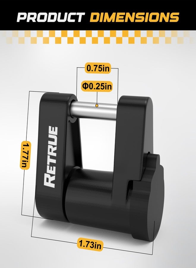 RETRUE Trailer Tongue Coupler Lock with Cap, Trailer Hitch Lock,Dia 1/4 Inch, 3/4 Inch Span for Tow Boat RV Truck Car's Coupler, Black - Image 2
