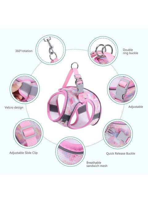 ORIA Cat Harness and Leash Set, Reflective Cat Harness for Walking, Adjustable Escape Proof Cat Harness, Soft Kitten Vest with Quick Release Buckle, for Small Medium Cats, Pink, XXS