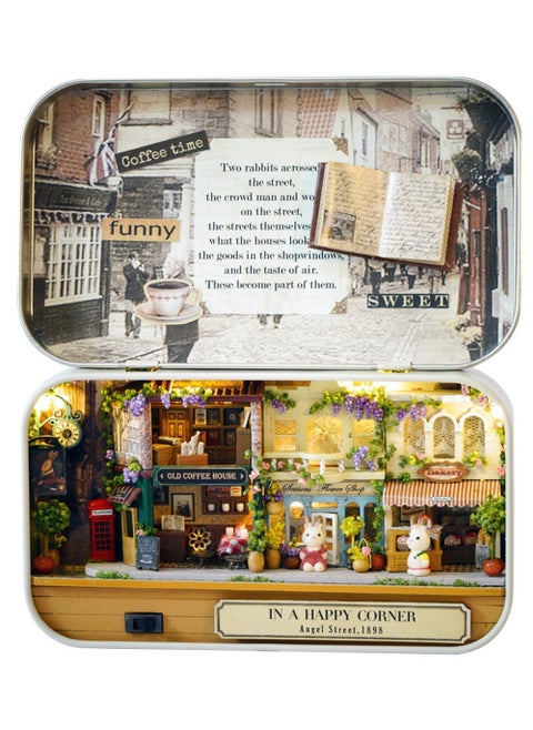 Dolls House, Box Theatre Miniature Kit Architecture Model Building Kits with Furniture LED, Time Travel Series diy Kids Toy