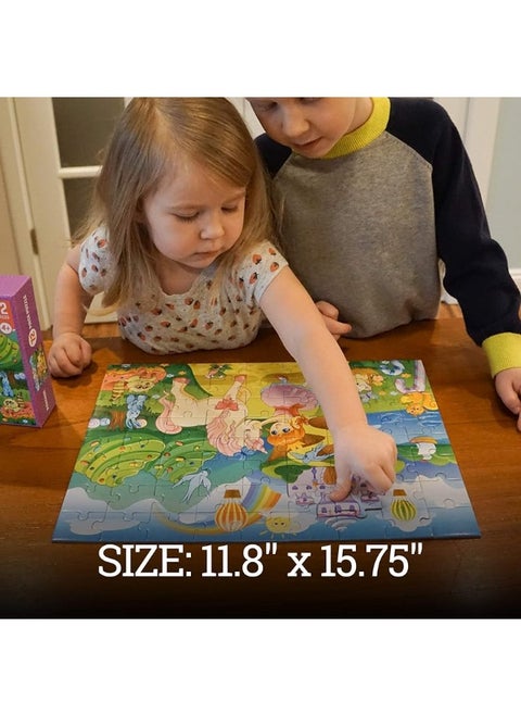 72 Pieces Kids Jigsaw Puzzles  Durable Toddler Puzzles for Kids Ages 48  Princess and Unicorn Design with Thick Puzzle Pieces and Sturdy Box