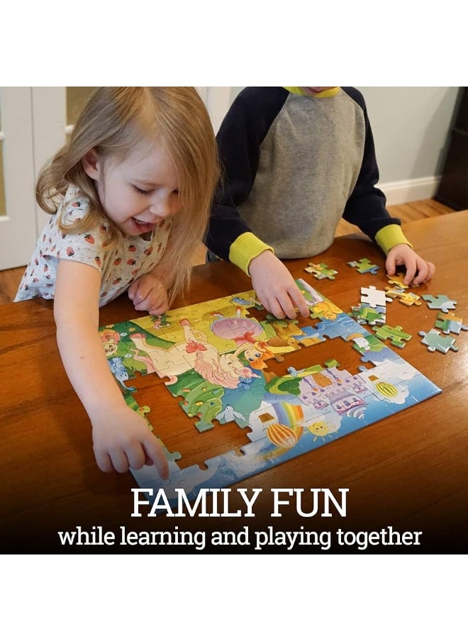 HomeWorthy - 72 Pieces Kids Jigsaw Puzzles  Durable Toddler Puzzles for Kids Ages 48  Princess and Unicorn Design with Thick Puzzle Pieces and Sturdy Box - Image 1