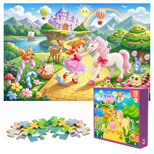 HomeWorthy Puzzles for Kids Ages 48 Kids Jigsaw Puzzles 72 Piece Toddler Princess Puzzle Unicorn Jigsaw Puzzle with Thick Pieces and Sturdy Box Unicorn Gifts for Girls - Image 1