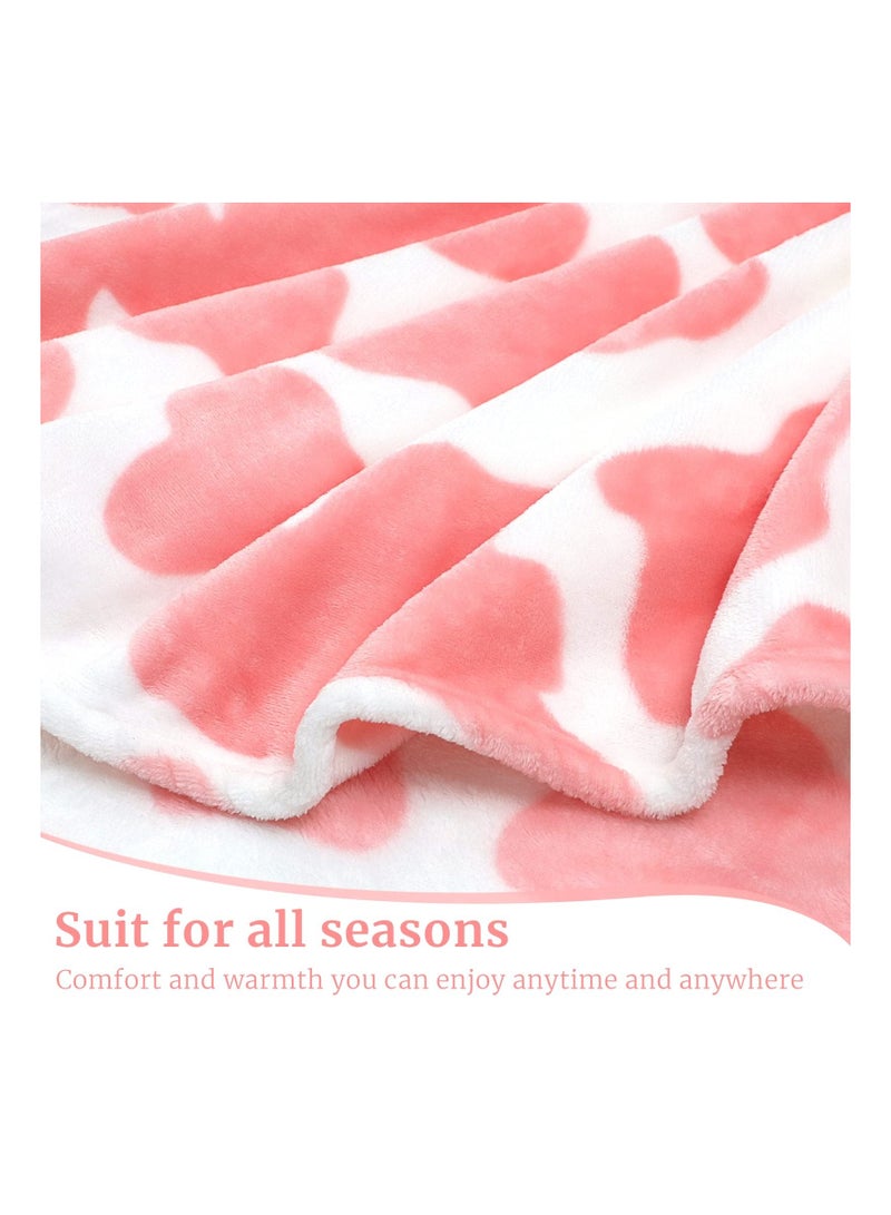 Cute Strawberry Cow Print Fleece Blanket, (50x60 inch) Soft Fleece Flannel Strawberry Cow Blanket Lightweight Cow Print Plush Blanket Cozy Warm Strawberry Cow Flannel Throw for Sofa All Seasons - Image 2