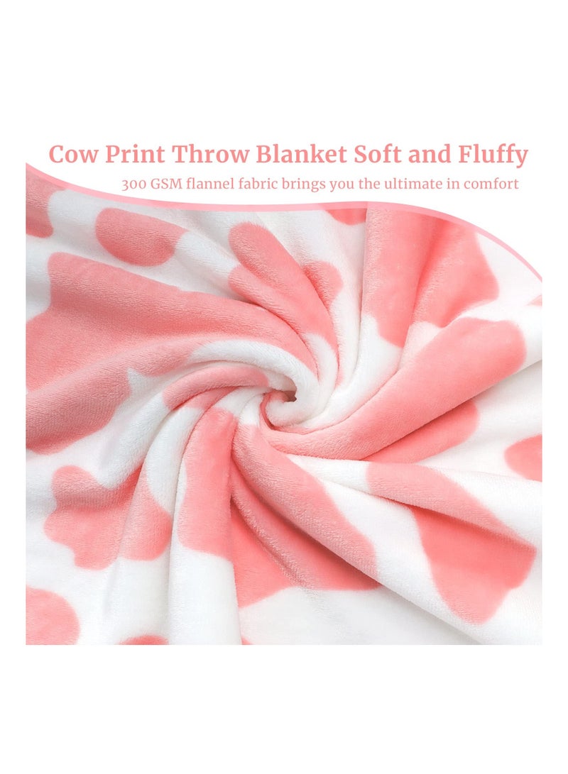 Cute Strawberry Cow Print Fleece Blanket, (50x60 inch) Soft Fleece Flannel Strawberry Cow Blanket Lightweight Cow Print Plush Blanket Cozy Warm Strawberry Cow Flannel Throw for Sofa All Seasons - Image 3