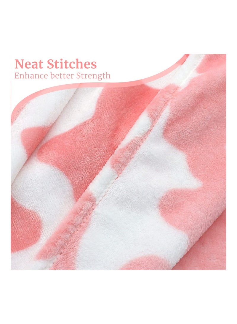 Cute Strawberry Cow Print Fleece Blanket, (50x60 inch) Soft Fleece Flannel Strawberry Cow Blanket Lightweight Cow Print Plush Blanket Cozy Warm Strawberry Cow Flannel Throw for Sofa All Seasons - Image 4