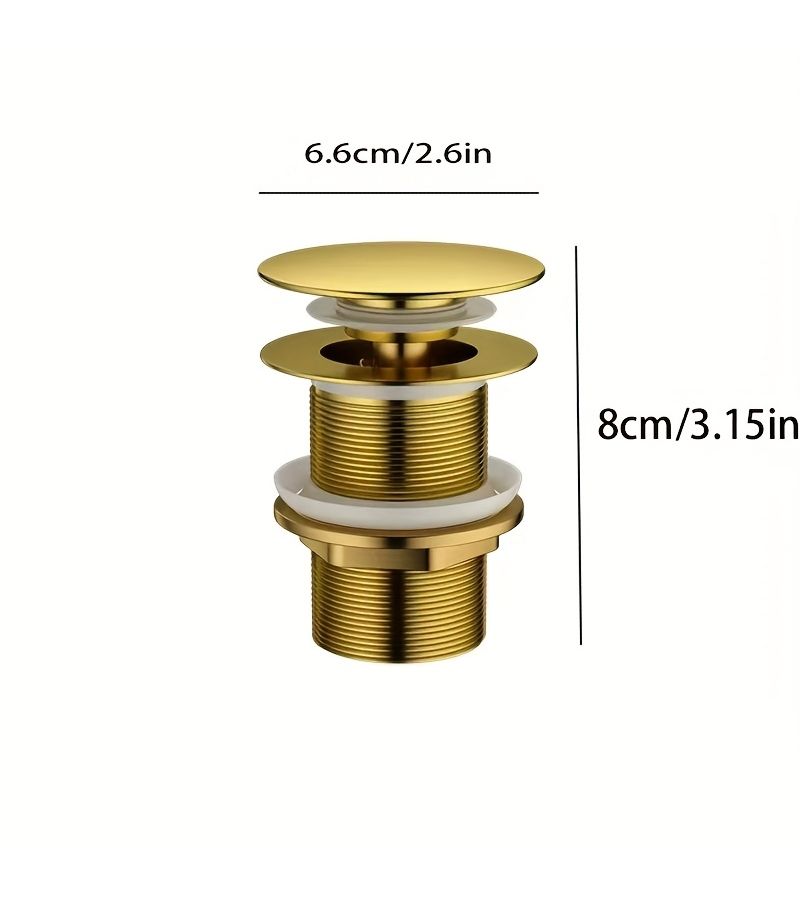 1pc Silvery Large Lid With Holes Stainless Steel Bouncing Bathtub Drain Plug High-End Metal Sink Strainer Anti-Clog Drainage Quickly For Bathroom And Hotel Sinks - Image 3
