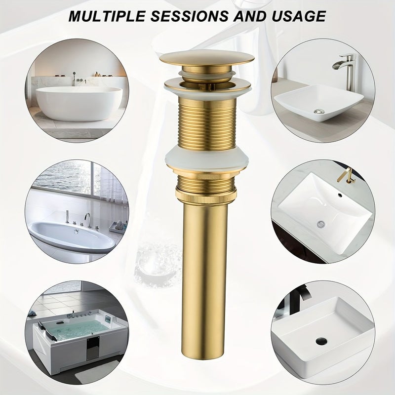 1pc Silvery Large Lid With Holes Stainless Steel Bouncing Bathtub Drain Plug High-End Metal Sink Strainer Anti-Clog Drainage Quickly For Bathroom And Hotel Sinks - Image 5