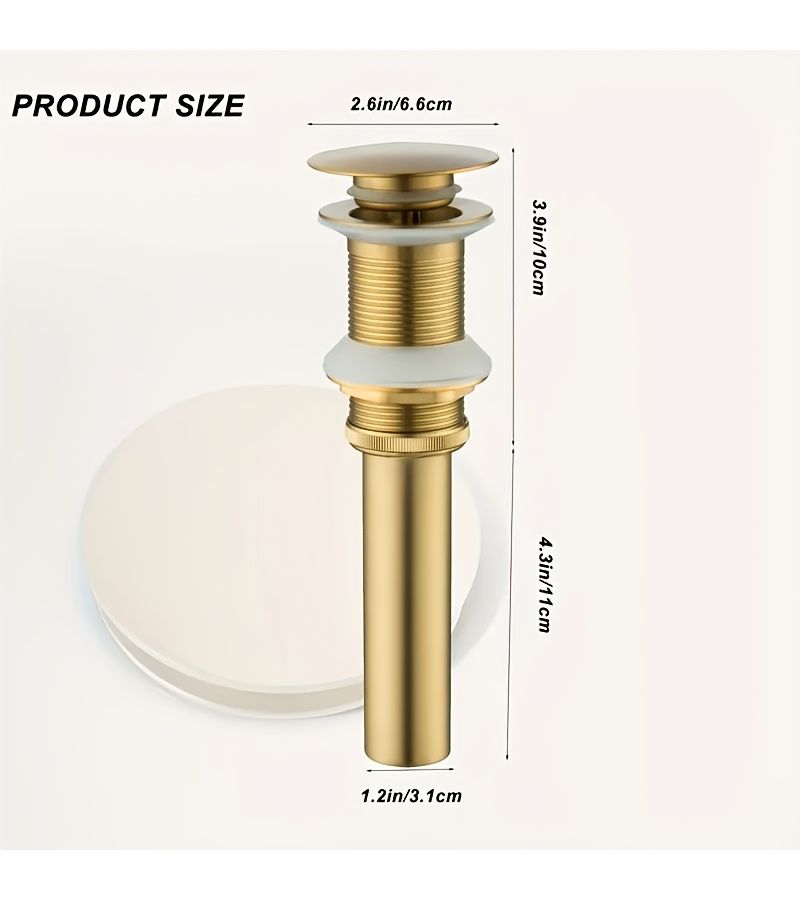 1pc Silvery Large Lid With Holes Stainless Steel Bouncing Bathtub Drain Plug High-End Metal Sink Strainer Anti-Clog Drainage Quickly For Bathroom And Hotel Sinks - Image 4