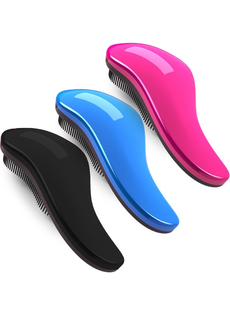79STYLE 79STYLE 3Pcs Detangler Brush for TangleFree NoKnot Glide Thru Hair  Kids  Womens Curly Hair Detangling Brush Comb 3 Colored 74 Inch  Pink 