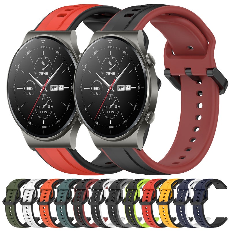 erorex For Huawei Gt2 Pro 22Mm Convex Loop Two-Color Silicone Watch Band(Midnight Blue+Black) - Image 3