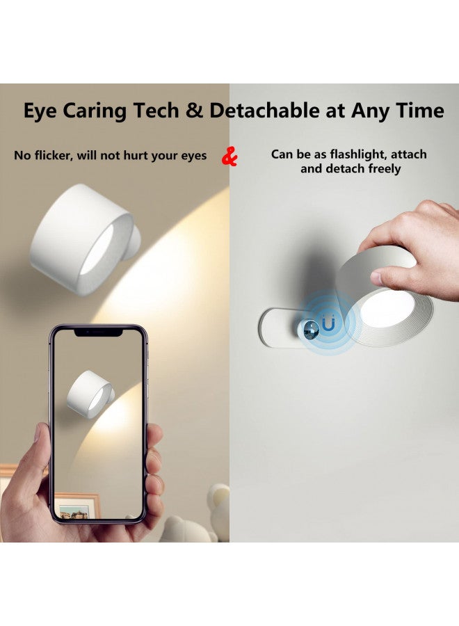 AKSDA AKSDA Battery Operated Wall Light, LED Lamp with 360°Adjustable Lighting Indoor Light 3 Color Modes Brightness Levels Touch Control, Mounted for Bedroom Reading Bedside-1Pack White  - Image 3
