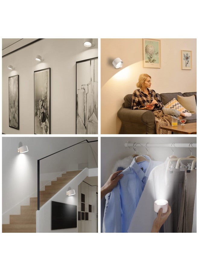 AKSDA AKSDA Battery Operated Wall Light, LED Lamp with 360°Adjustable Lighting Indoor Light 3 Color Modes Brightness Levels Touch Control, Mounted for Bedroom Reading Bedside-1Pack White  - Image 4