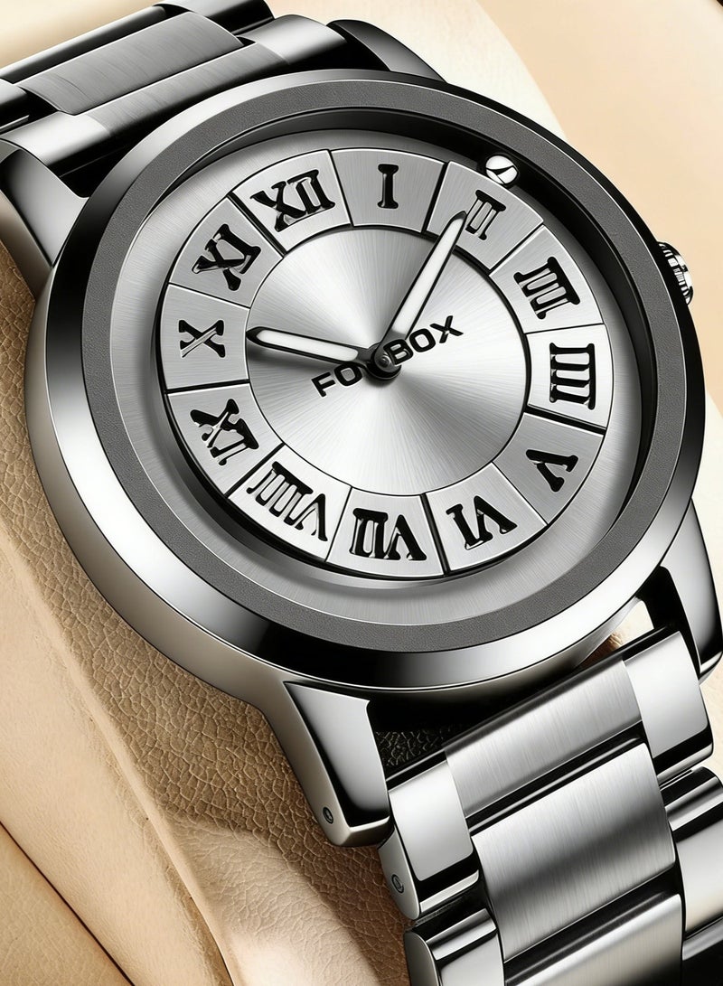 FOXBOX Man's Creative Magnetic Scrolling Beads Quartz Watch for Mens Waterproof Watches - 42mm - Silver - Image 1