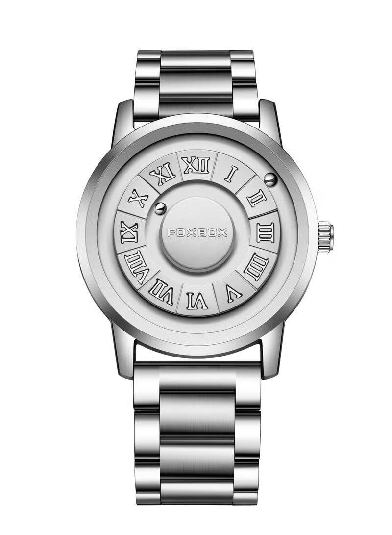 FOXBOX Man's Creative Magnetic Scrolling Beads Quartz Watch for Mens Waterproof Watches - 42mm - Silver - Image 2
