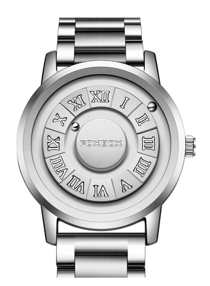 FOXBOX Man's Creative Magnetic Scrolling Beads Quartz Watch for Mens Waterproof Watches - 42mm - Silver - Image 3