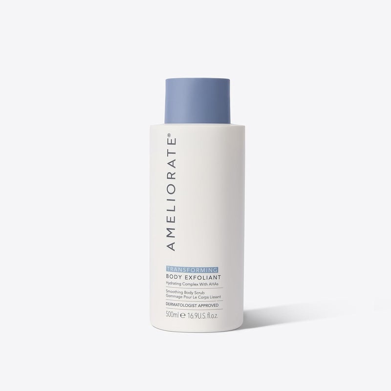 AMELIORATE Transforming Body Exfoliant 500ml for Keratosis Pilaris KP Bumpy Dry Skin DualAction AHA Bamboo Scrub Hydrating Smoothing Dermatologist Approved