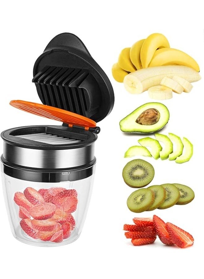 Fruit Slicer Cup, Egg Slicer, Strawberry Slicer, Banana Cutter Slicer, Kiwi Grape Slicer Cutter, Stainless Steel Slicer for Soft Fruit Vegetable, Quickly Making Fruit Vegetable Salad - Image 1