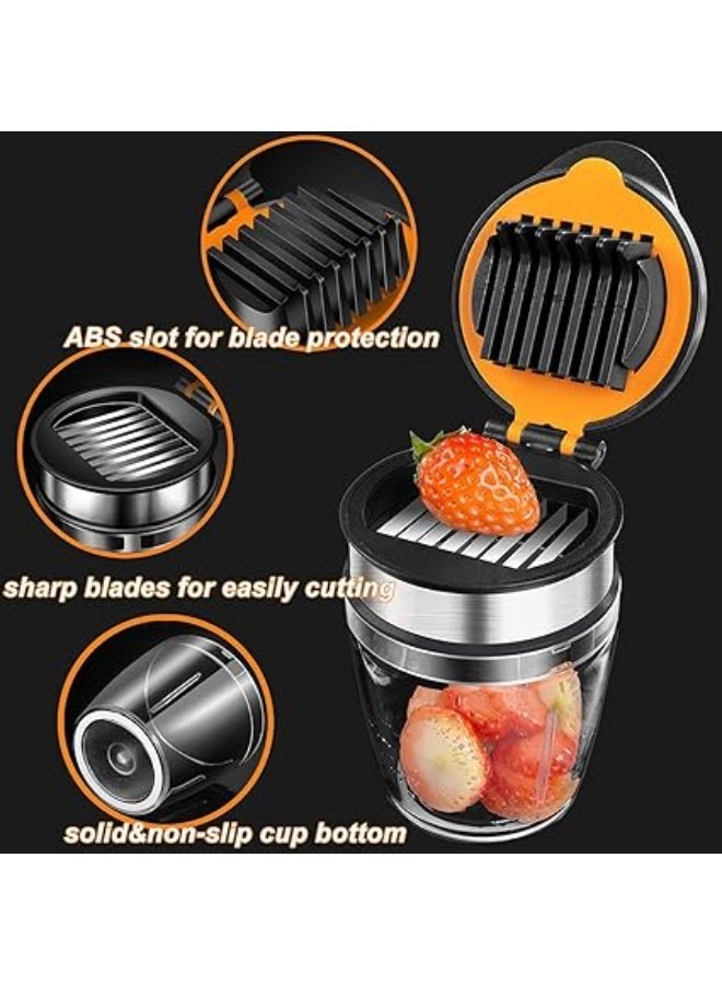 Fruit Slicer Cup, Egg Slicer, Strawberry Slicer, Banana Cutter Slicer, Kiwi Grape Slicer Cutter, Stainless Steel Slicer for Soft Fruit Vegetable, Quickly Making Fruit Vegetable Salad - Image 2