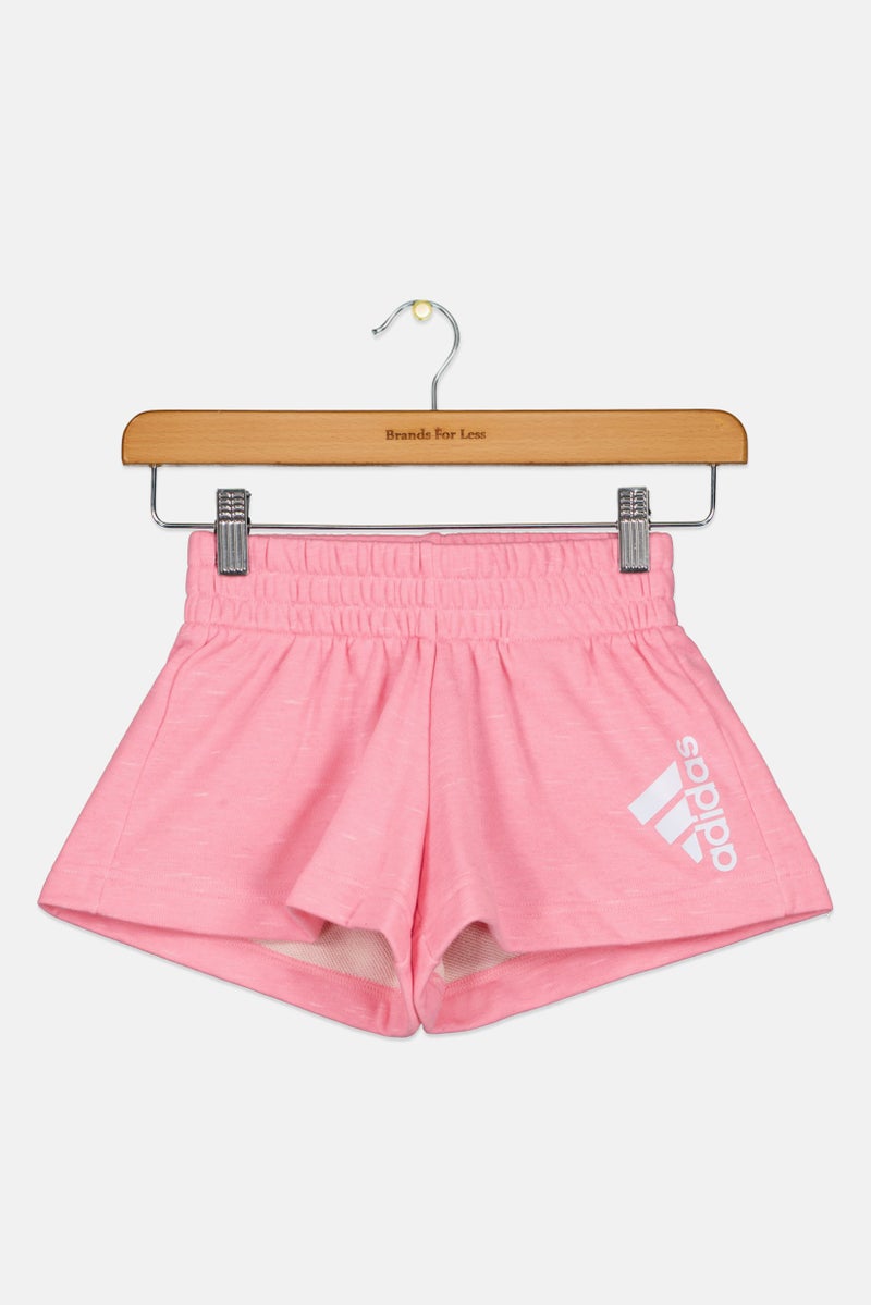 Adidas Kids Girl Drawstring Brand Logo Outdoor Shorts, Pink - Image 1